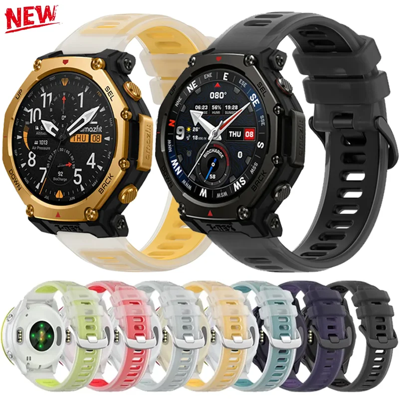 20mm 22mm Jelly-Farbiger Silikonarmband für Amazfit T-Rex3 Pro 48/44mm Halbtransparentes Armband für Active 2 Helio Balance 2 Bip 6