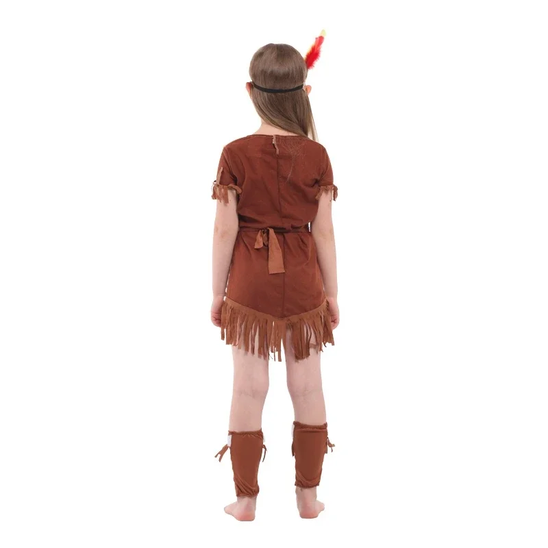 Costume de Princesse Indienne pour Fille de 3 à 8 Ans, Tenue Cosplay de Chasseresse, Archer, Halloween, Carnaval, ix, Robe de Barrage