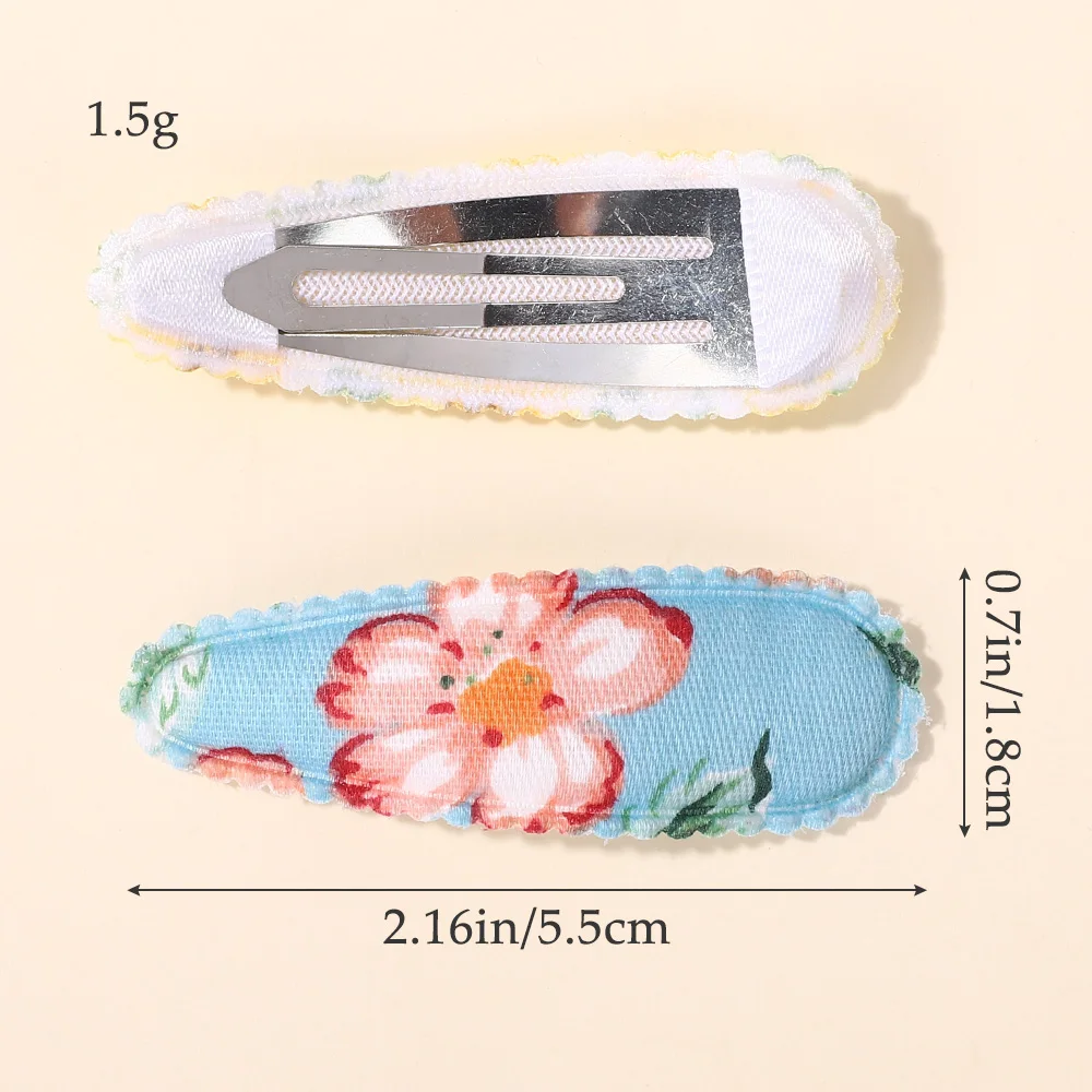 40 Uds. Clips BB para el cabello con estampado colorido al azar, horquillas de aleación de tela encantadoras para niñas, pasador de flores para niños, tocado clásico