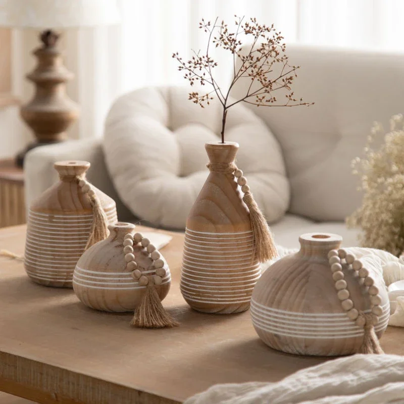 Wooden Vase Window Decorations Wooden Decorative Vase Living Room Dining Table Dry Vases Flower Utensil Split Wood Vases