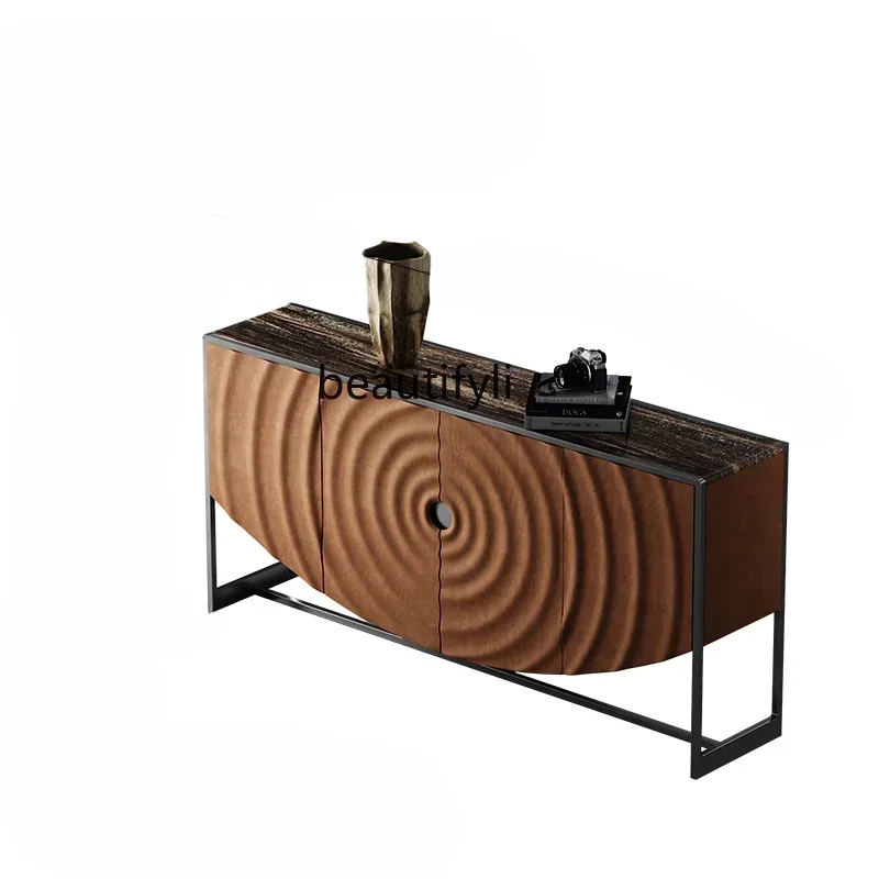 

Light Luxury Entrance Cabinet Whole House Matching Designer Natural Marble Art Ripple Console Tables