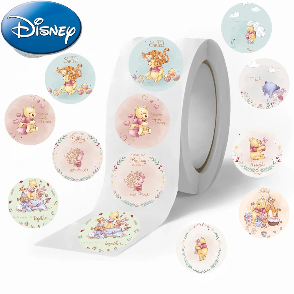 

500pcs/roll Disney Winnie The Pooh Sealing Stickers Funny Cartoon Sticker Decoration Laptop Phone Water Bottle Kid Reward Decals