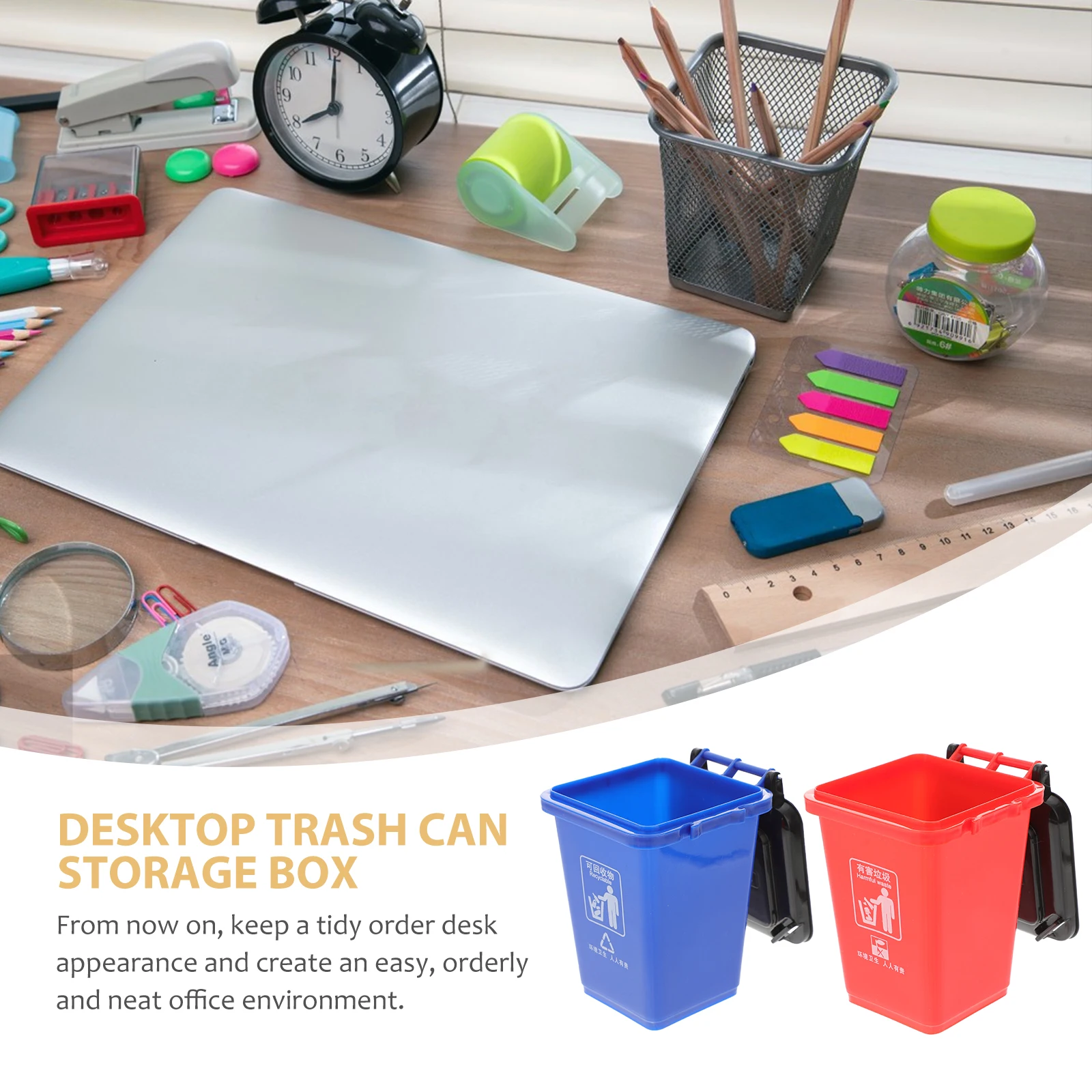 

2PCS Red Desktop Trash Can Storage Box Pencil Case Can Pen Holder Storage Basket Pencil Case Desktop Stationery ganizer