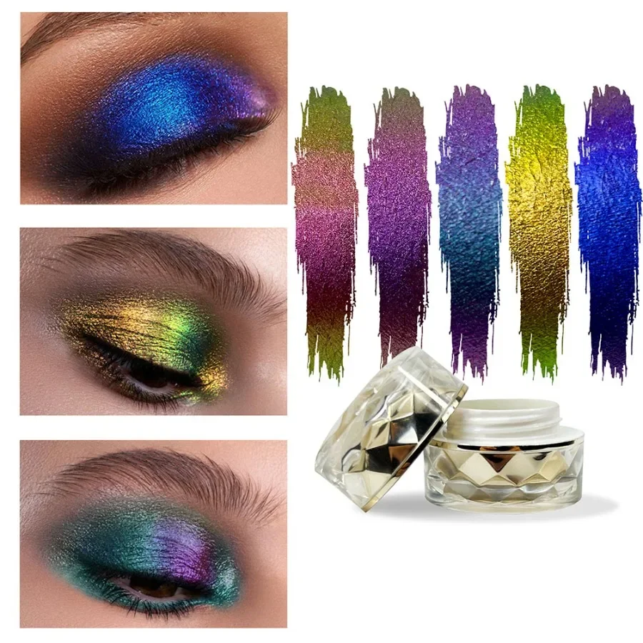 Private Label 5 kleuren Optische Kameleon Oogschaduw Glitter Hoog Pigment Langdurige Waterdichte Glanzende Oogschaduw Poeder Bulk