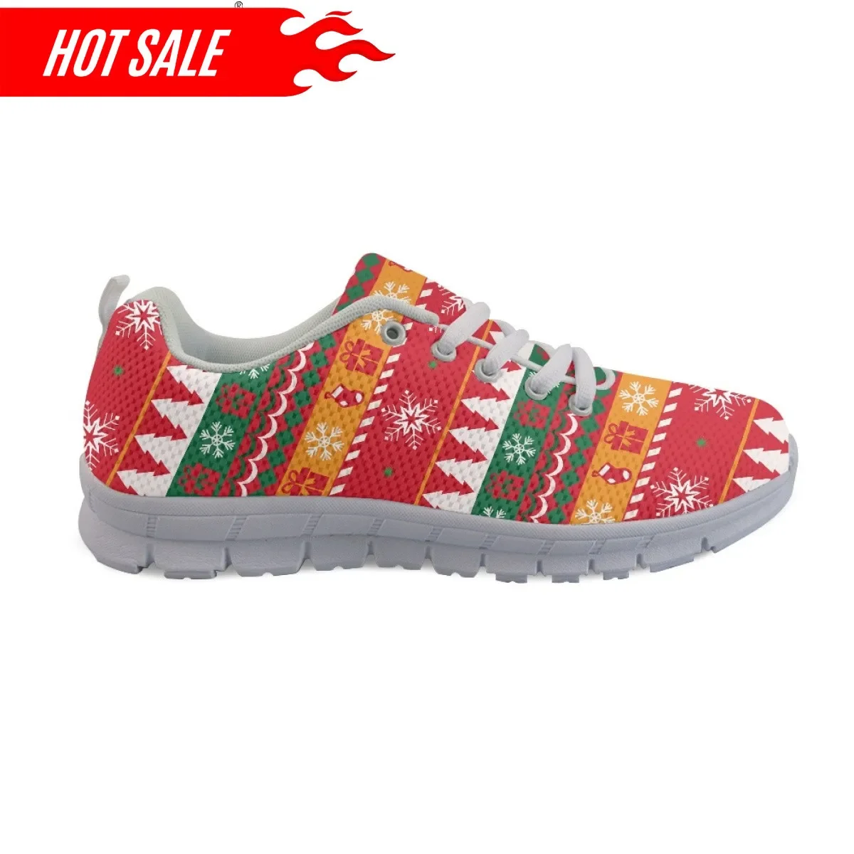 Merry Christmas Pattern Ladies Casual Sneakers Wear-resistant Flats Shoes for Girls Women Holiday Party Xmas Gifts