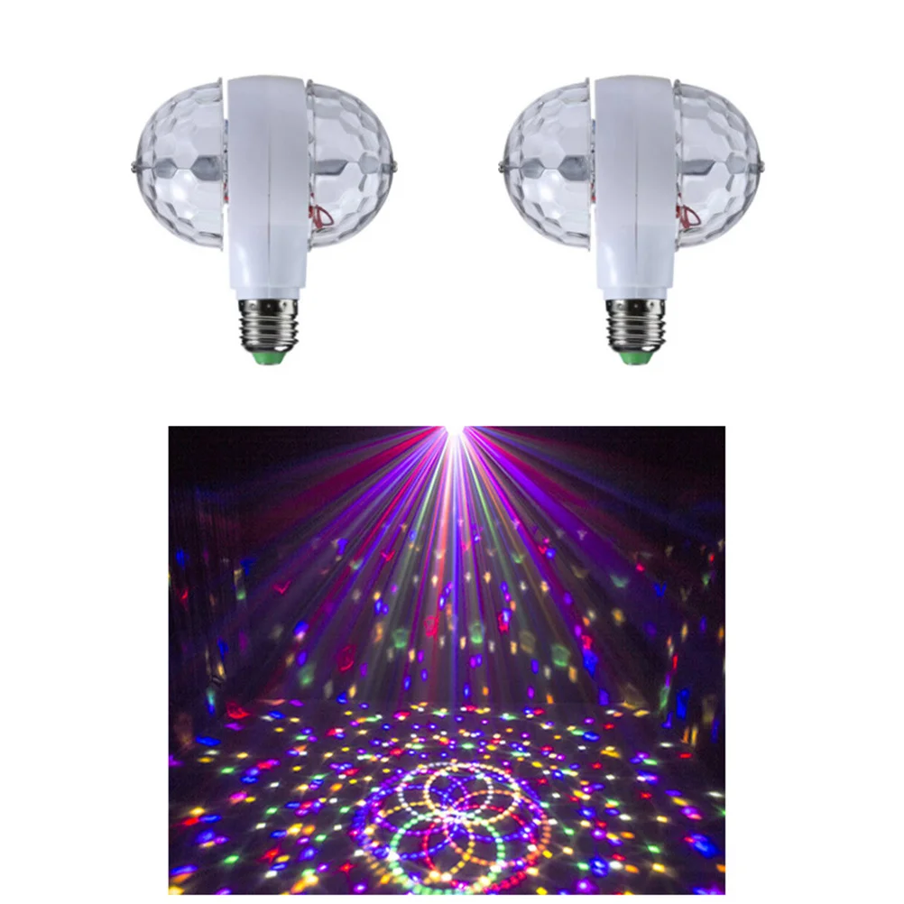 

2Pcs Dual Head Mini Stage Light Colorful LED Rotation Lamp for Ktv Party Home Disco Pub Bar Decoration Mini Stage Light