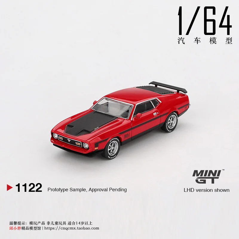 MINI GT 1:64 フォード マスタング 1971 マッハ1 ダイキャストシミュレーション合金カーモデル、男の子の祭りのギフトおもちゃ、大人のコレクション装飾品。
