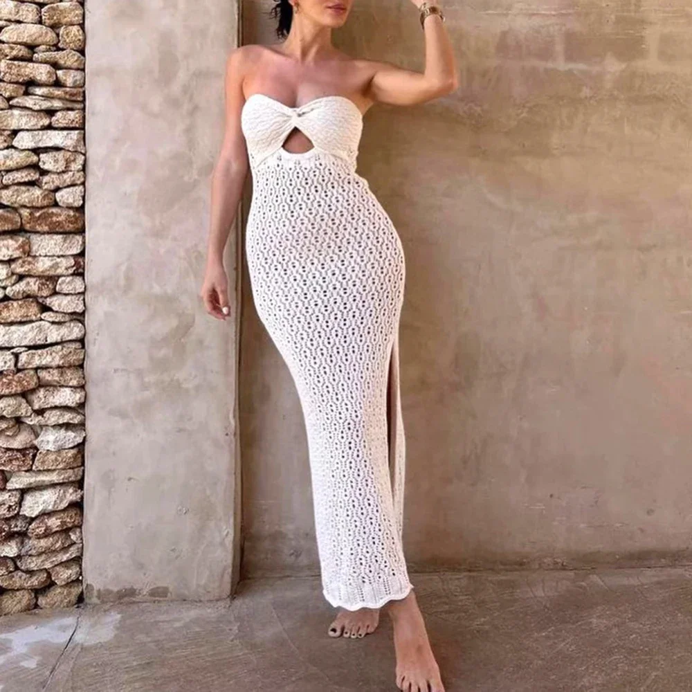 Robes de soirée mi-longues pour femmes, mode printemps été, coupe slim, fente latérale, épaules dénudées, col en cœur