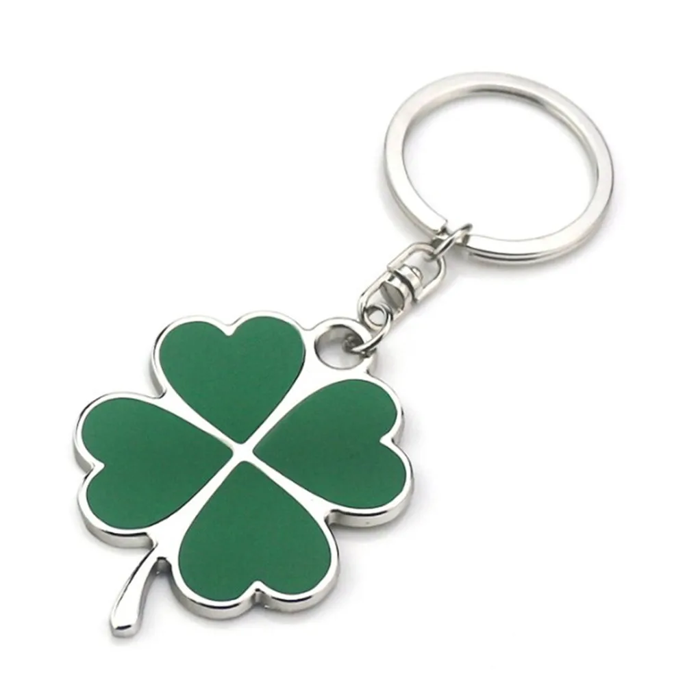 Simple New Niche Green Leaf Keychain Fashion Creative Exquisite Four-leaf Clover Lucky Keychain Key Ring Holiday GiftAccessories