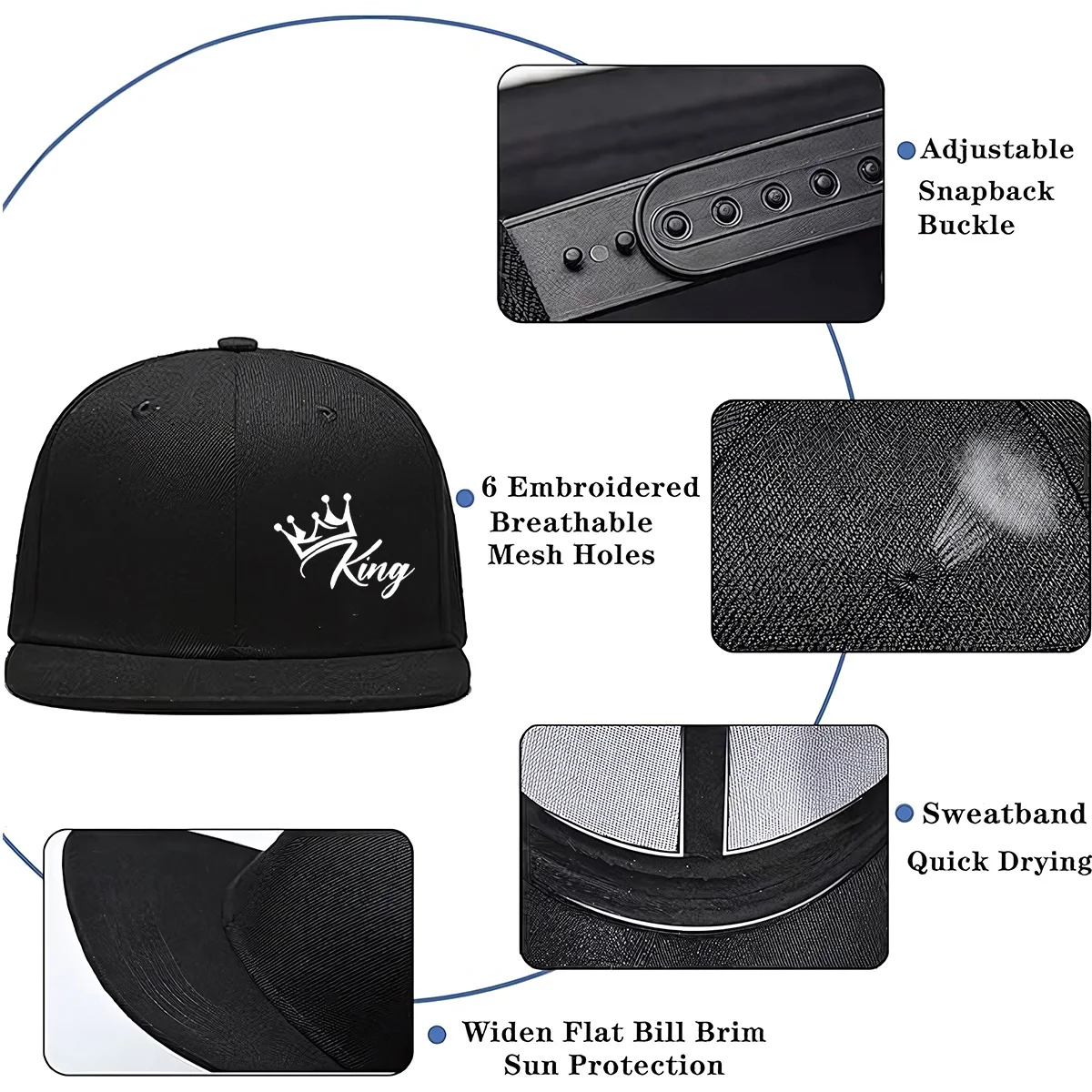 Fresh Easy Printed Flat Brim Baseball Cap, Fresh Design Durable And Versatile, Adjustable Design And Multi-Color Hat Selection,
