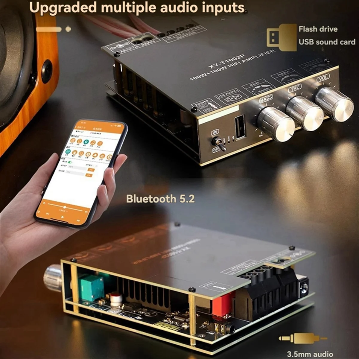 

A04R-T1002P Обновление 100 Втx2 Bluetooth цифровой усилитель плата аудио стерео эквалайзер регулировка высоких басов TPA3221 Ultra 3116 B