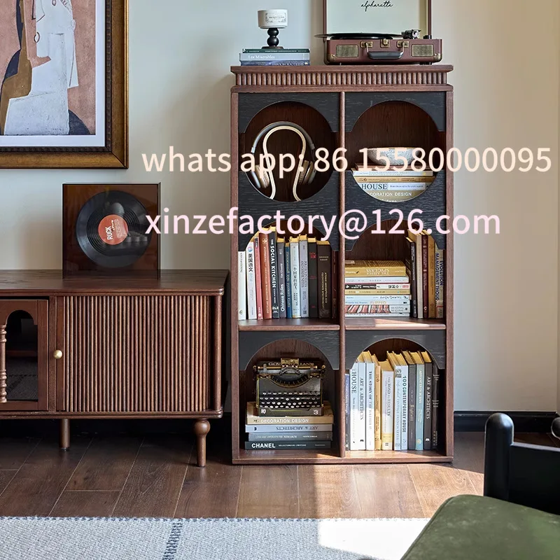 

Customizable three-layer cabinet French retro two-color solid wood