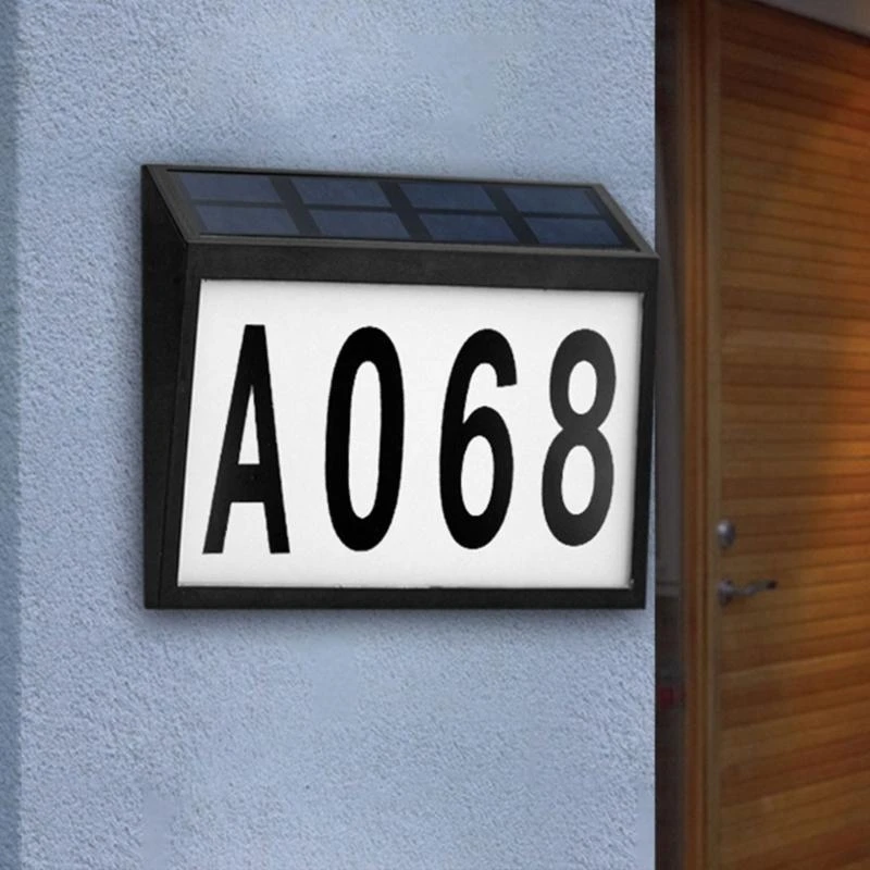 Solar Powered Address Sign Outdoor LED Address Sign Lamp Outdoor Address Number