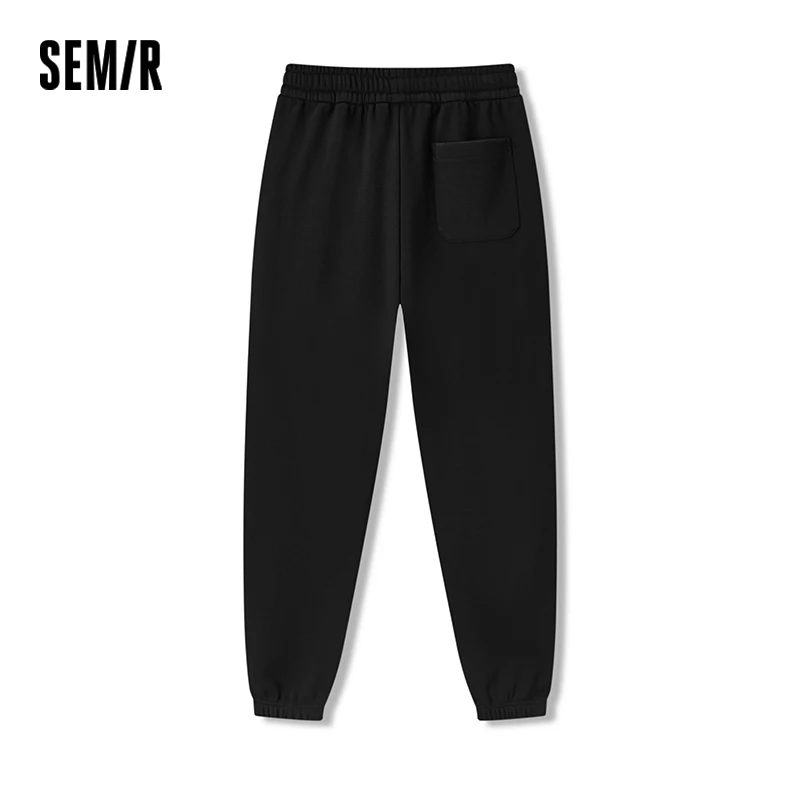 Semir Casual Pants Men 2024 Winter New Fleece Cuffed Knitted Pants Solid Color Versatile Pants