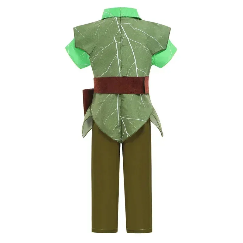 Halloween Party Bambini Peter Pan Costume Cosplay Masquerade Ragazzi Elfo Verde Set di abbigliamento Abiti da fiaba fantasia