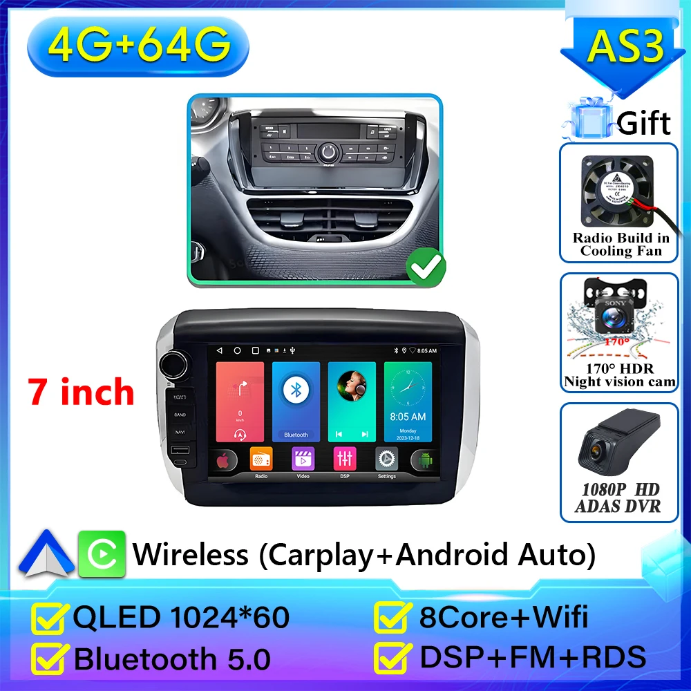 For Peugeot 208 2008 Series 2012-2018 Car Radio Carplay Navigation GPS Stereo Android Auto Screen Display Bluetooth Autoradio BT image 3