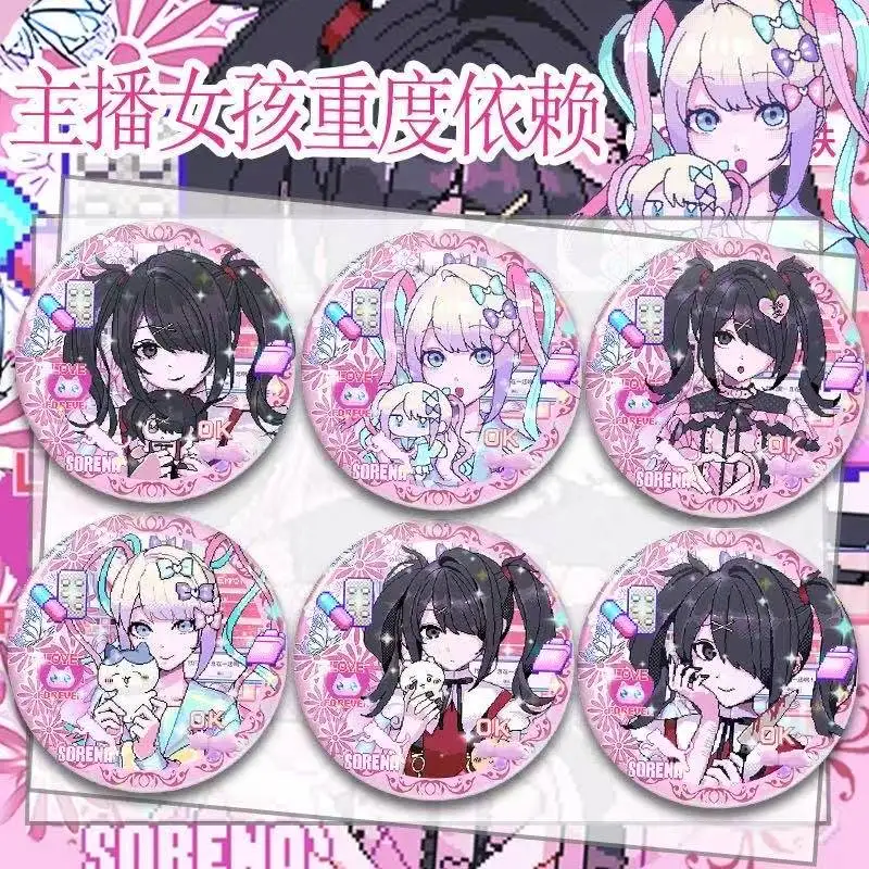

6pcs Needy Girl Overdose Game Button Pin Pixelation KAngel Ame-Chan Cartoon Brooch Badge for Backpack Decor Fans Collect 58mm
