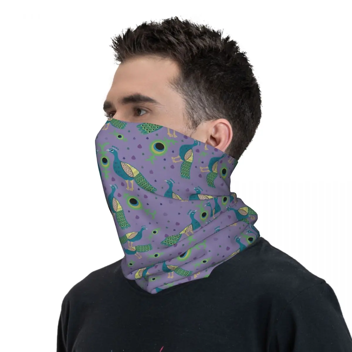 Écharpe motif paon pour la présidence, foulard mignon, masque en polyester pour le cou et le visage