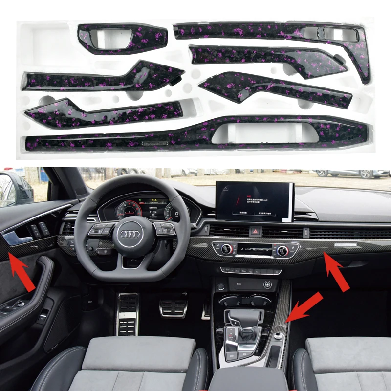 Customized For Audi A8 D4 2011-2017 Interior Central Control Panel Door Handle Carbon Fiber Stickers Decals Car styling