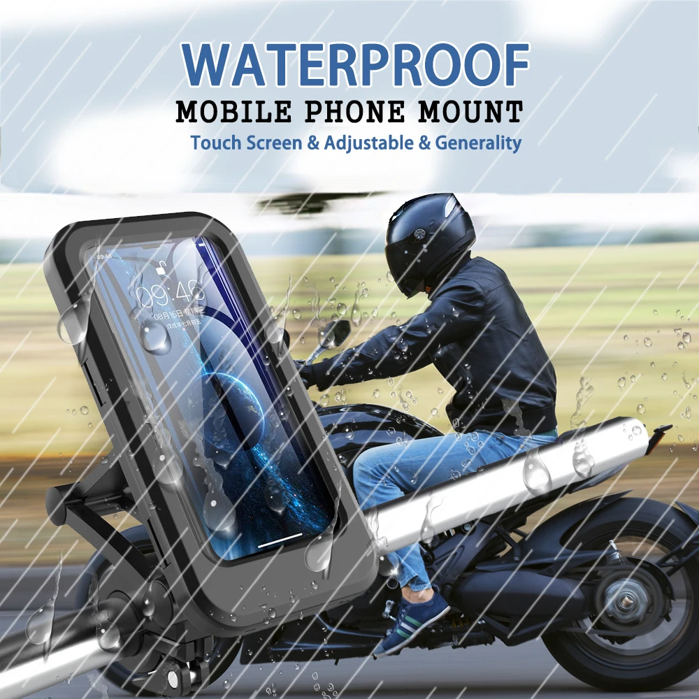 

New Motorcycle Phone Holder Adjustable Waterproof Phone Protective Touch Screen Case Stand Mobile Phone Mount Bracket 2023