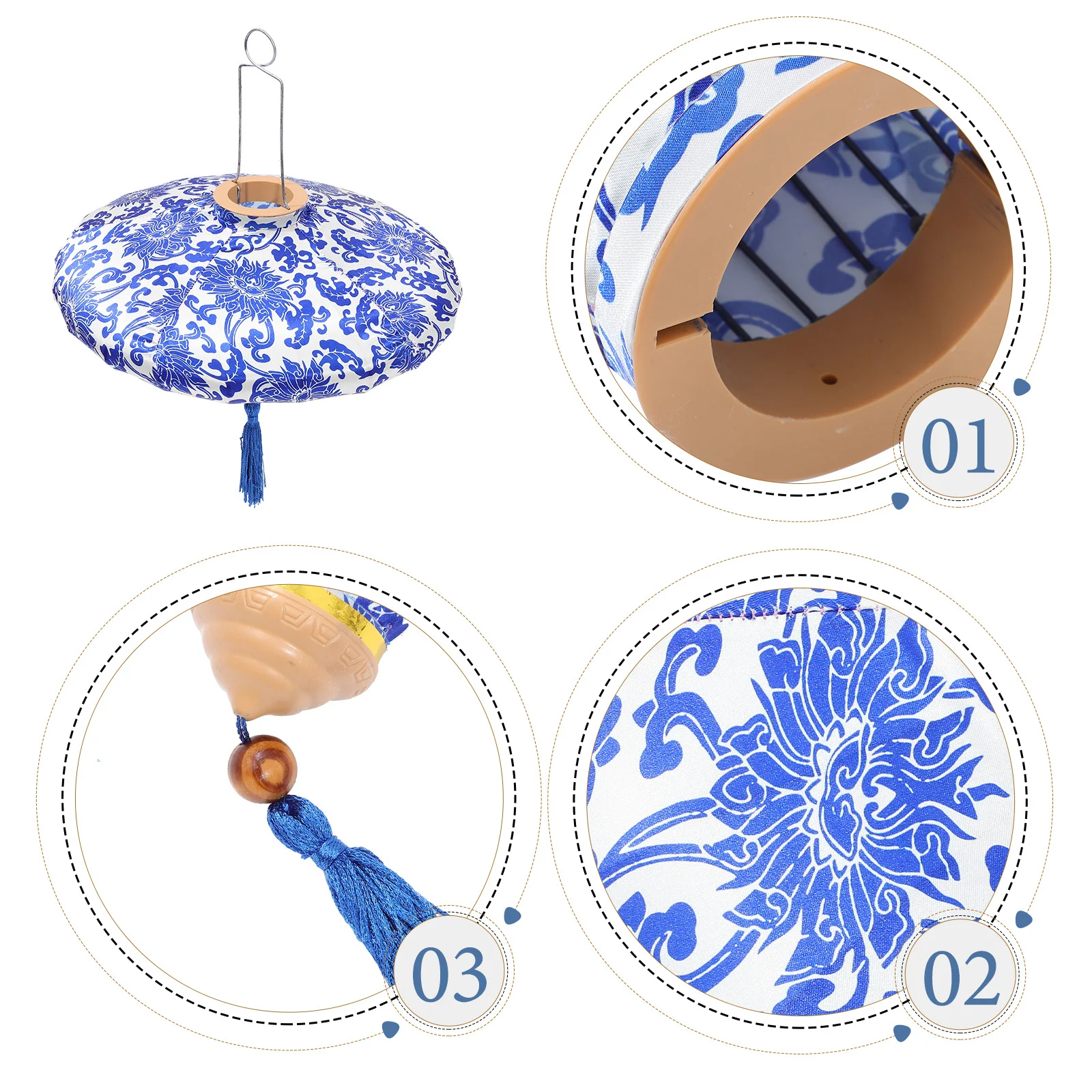 

Vintage Chinese Style Blue and White Porcelain Lantern Decorative Hanging Lamp for Outdoor Garden Patio Festival Party Lighting