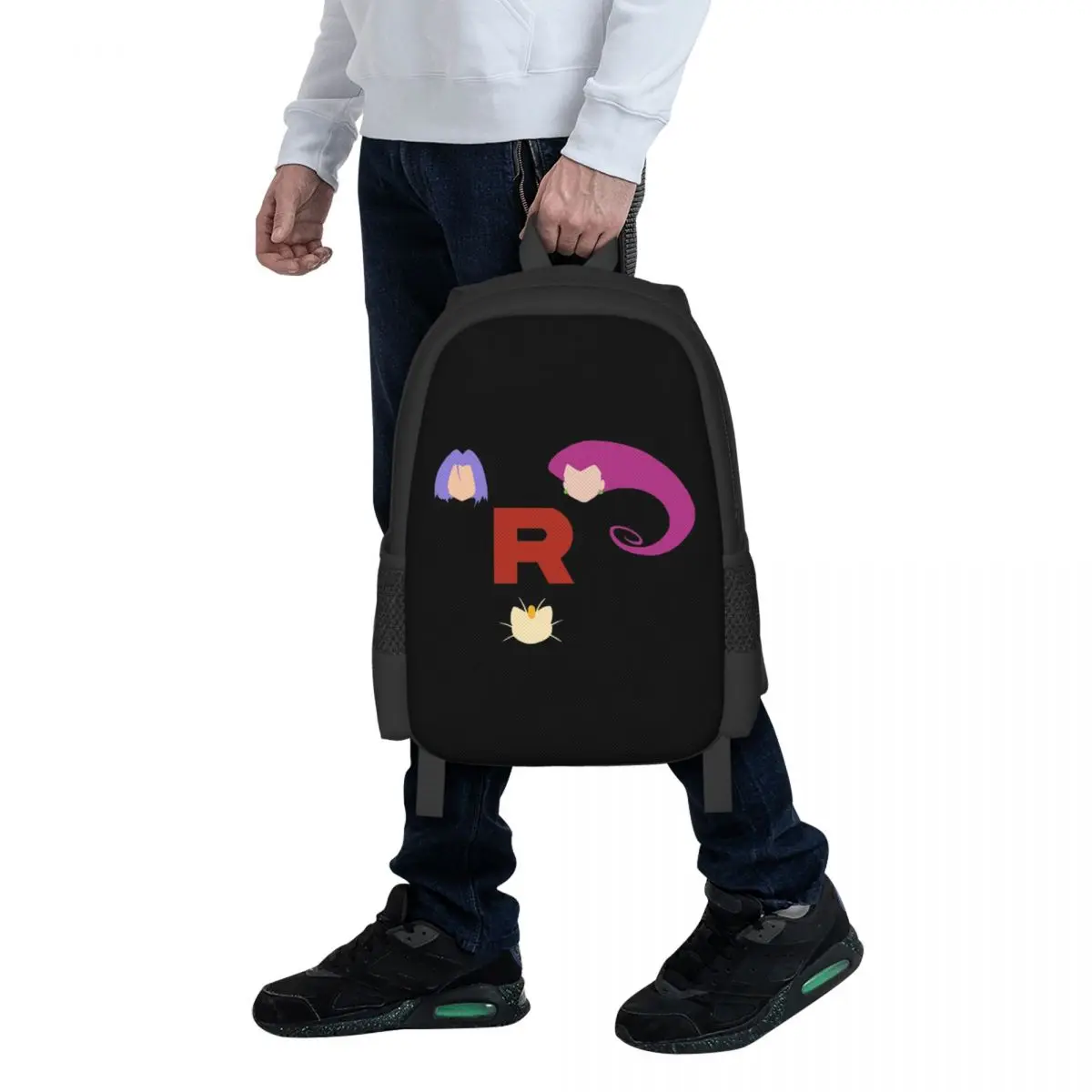 Letter R Team Rocket Logo Student Backpack School Bag Hiking Travel Daypack for Boys Girls Fashion Bookbag Shoulder Bags