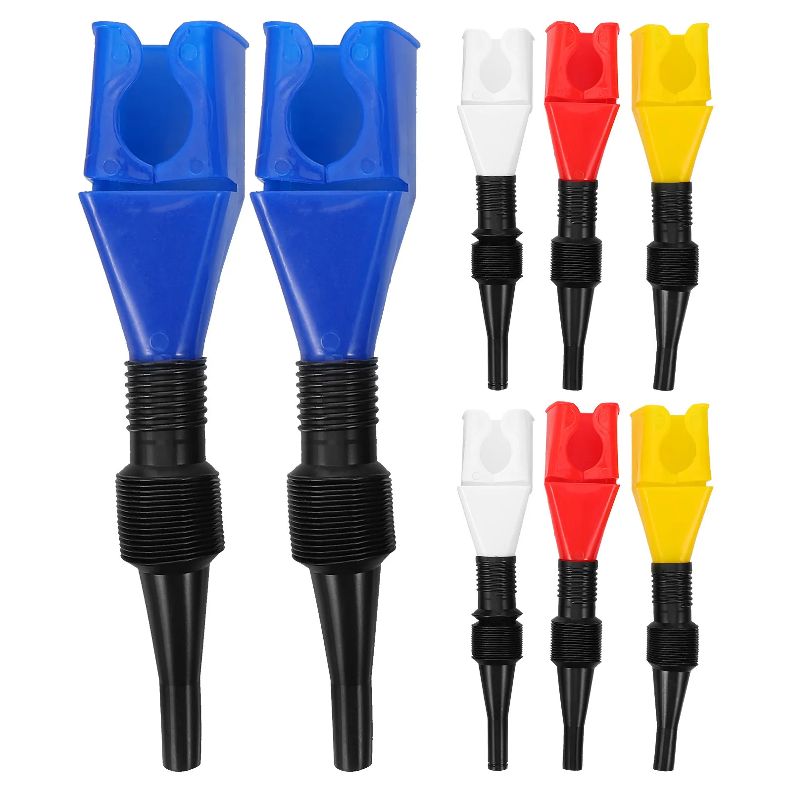 

8Pcs Oil Funnels Flexible Hose Quick Filling Automotive Refueling Tool No Spill Design Multicolor Set Car Motorcycle Use