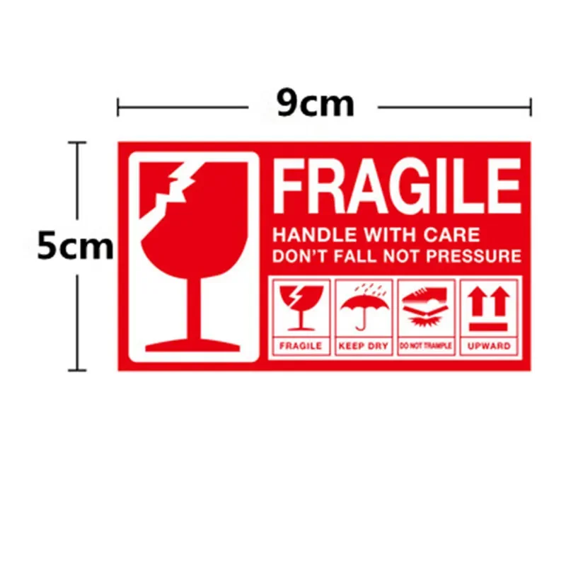 50pcs Big Labels Fragile Stickers 15cm*9cm 10cm*10cm Fragile or Bend Handle with Care Warning Packing Labels Stickers for Goods