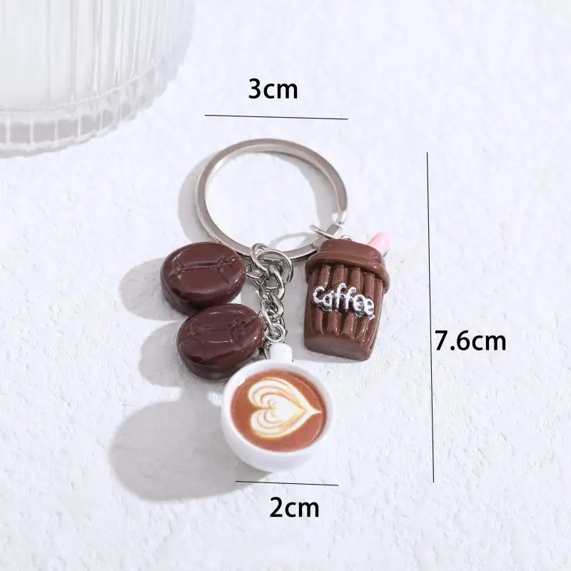 1 Stück Mini 3D Kaffeebohnen Latte Tassen-Anhänger Lustiger Simulierter Lebensmittel-Autoschlüsselhalter Kaffee-Themen-Schlüsselanhänger Taschenanhänger Partygeschenk – Detail 7