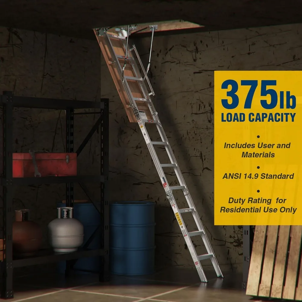 سلم ألومنيوم خفيف الوزن محمول - سعة 375 رطل، الوصول إلى 7'8 إلى 10'3 أسقف، مثالي للتخزين العليي #3