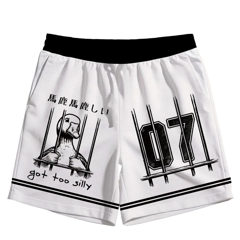 Cold and Niche Street Japanese Cage Duck 3D Printing Casual Sports Breathable Training Men and Women Daily Shorts