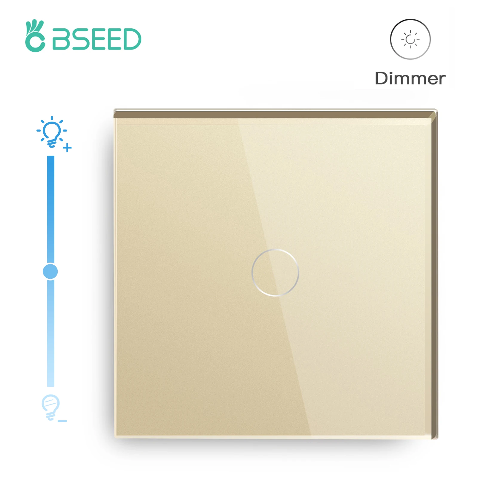 BSEED Dimmer Lichtschakelaar 1Gang 1Way Led Dimmer 220V Muur Touch Lichtschakelaar Kristallen Glazen Paneel Blauwe achtergrondverlichting Geheugenfunctie
