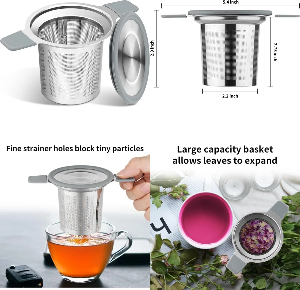 

Фильтр для заварки чая из нержавеющей стали, фильтр для заварки листового чая с ручкой для подогрева горячей воды, идеально подходит для любителей чая