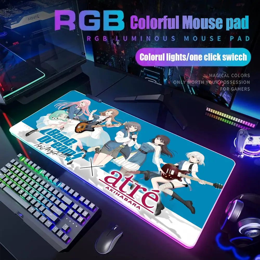 

Bang Dream It's MyGO Mouse Pad Game Rgb Desk Mat Back Light Led Mousepad Setup Gaming Accessories Deskmat Big Mousepad Backlight