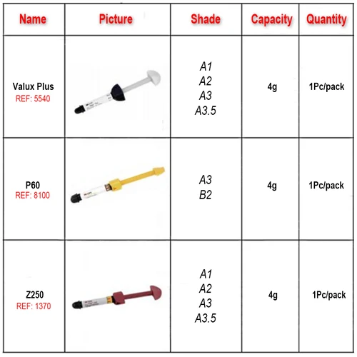 Imagen 2 del producto 3M Universal Nano Z350XT resina compuesta A1B/A2B/A3B/A3.5B sombra corporal Z350XT materiales de relleno restaurador de dientes dentales fluibles