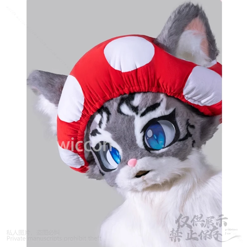 فروي تأثيري الحيوان Furrsuit أغطية الرأس زي Cutecore Kawaii لطيف الفطر الأحمر قبعة خرافة نمط أنيمي القط الكلب مخصصة