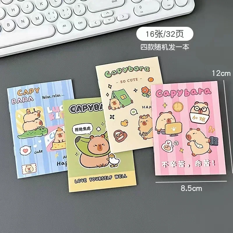New 12Pcs/Set Pink Capybara Mini Notebook 16 Sheets Cute Anime Cartoon Notebook Diary Journal Memo Pads children's day gifts