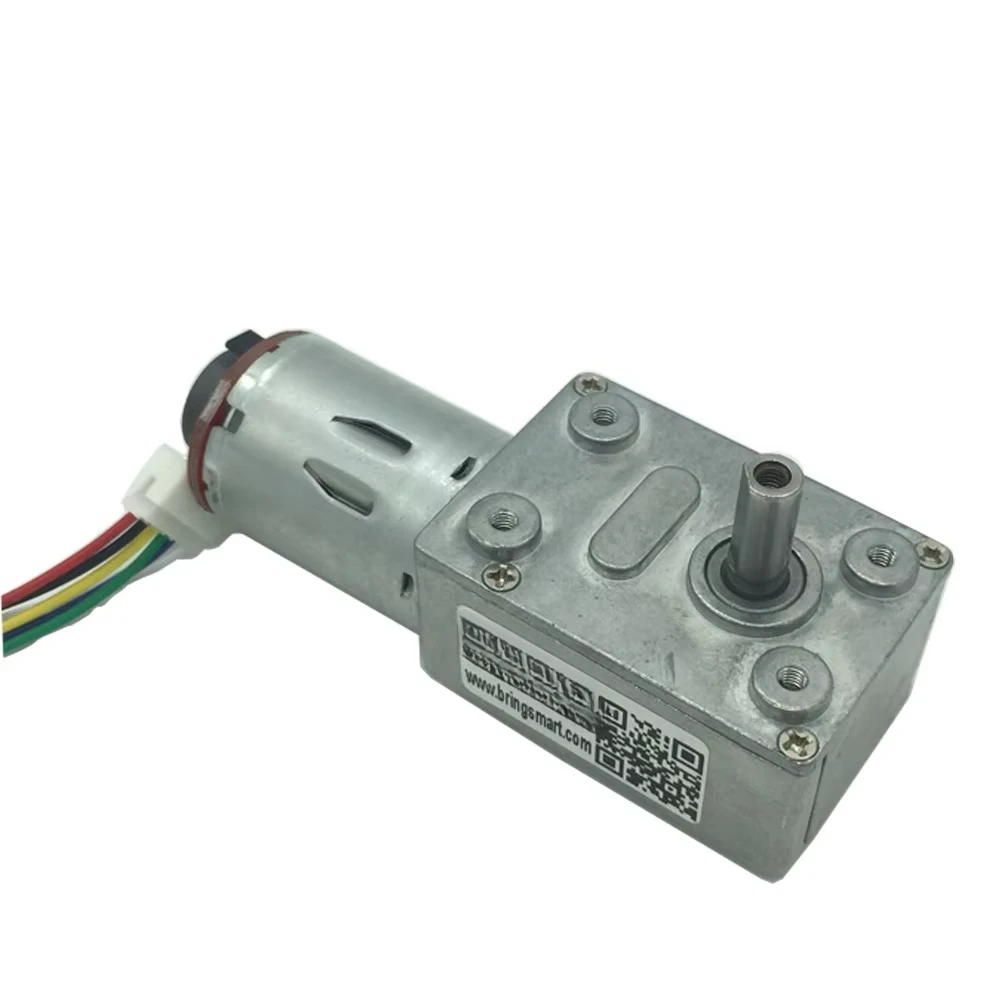 

BringSmart JGY-370B 6v 12v 24v Worm Gear DC Motor with Encoder 6-150rpm High Torque Low Speed dc motor encoder