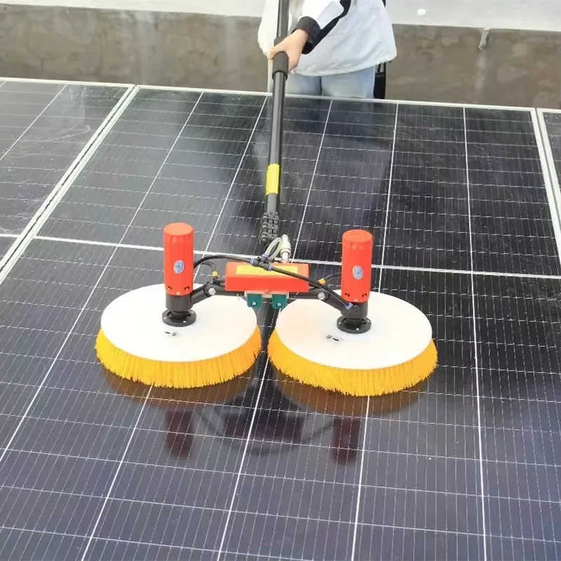 Hongrun H/R41 Telescopic Water Fed Pole Kit with 20m Pipe 3/4/5 Sections Double Head Brush for Rooftop Solar Panel Cleaning