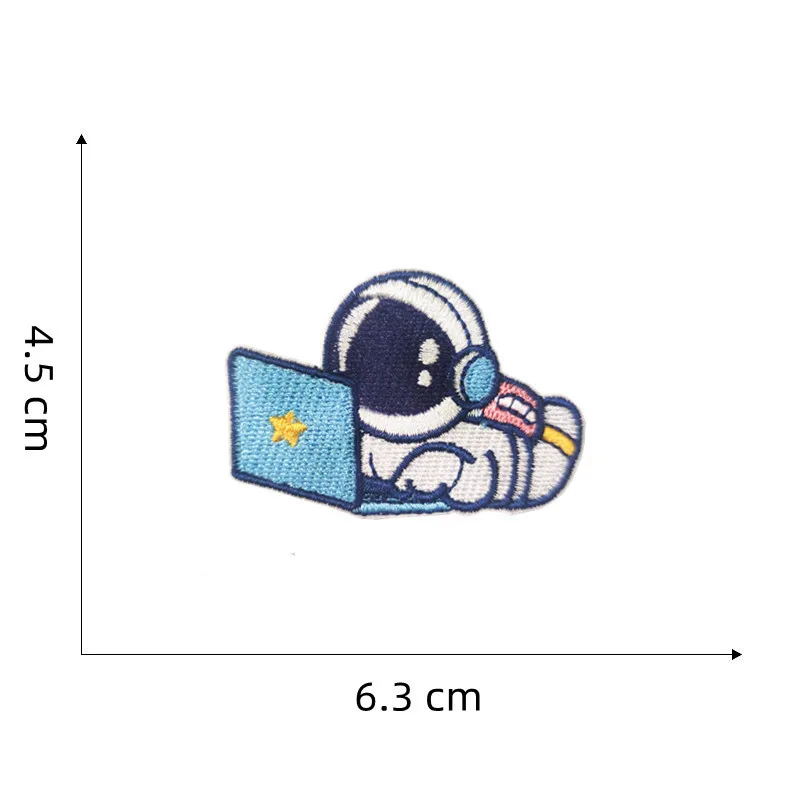 Self Adhesive Cartoon Star Rocket Astronauts Patches Iron On Clothes Stickers DIY Badge Sewing Jeans Coats Bags Shirts Appliqued