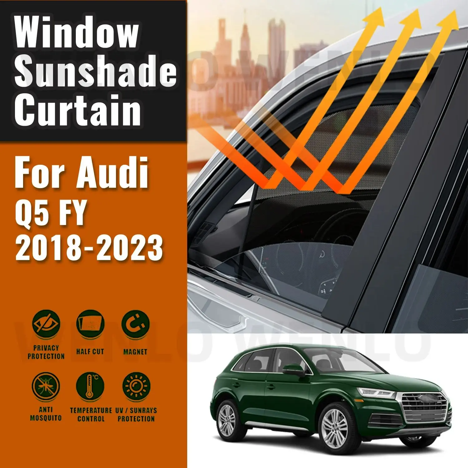 

For Audi Q5 FY 2018 2019 2020 2021 2022 2023 Car Sunshade Visor Front Rear Windshield Frame Curtain Side Window Sun Shade