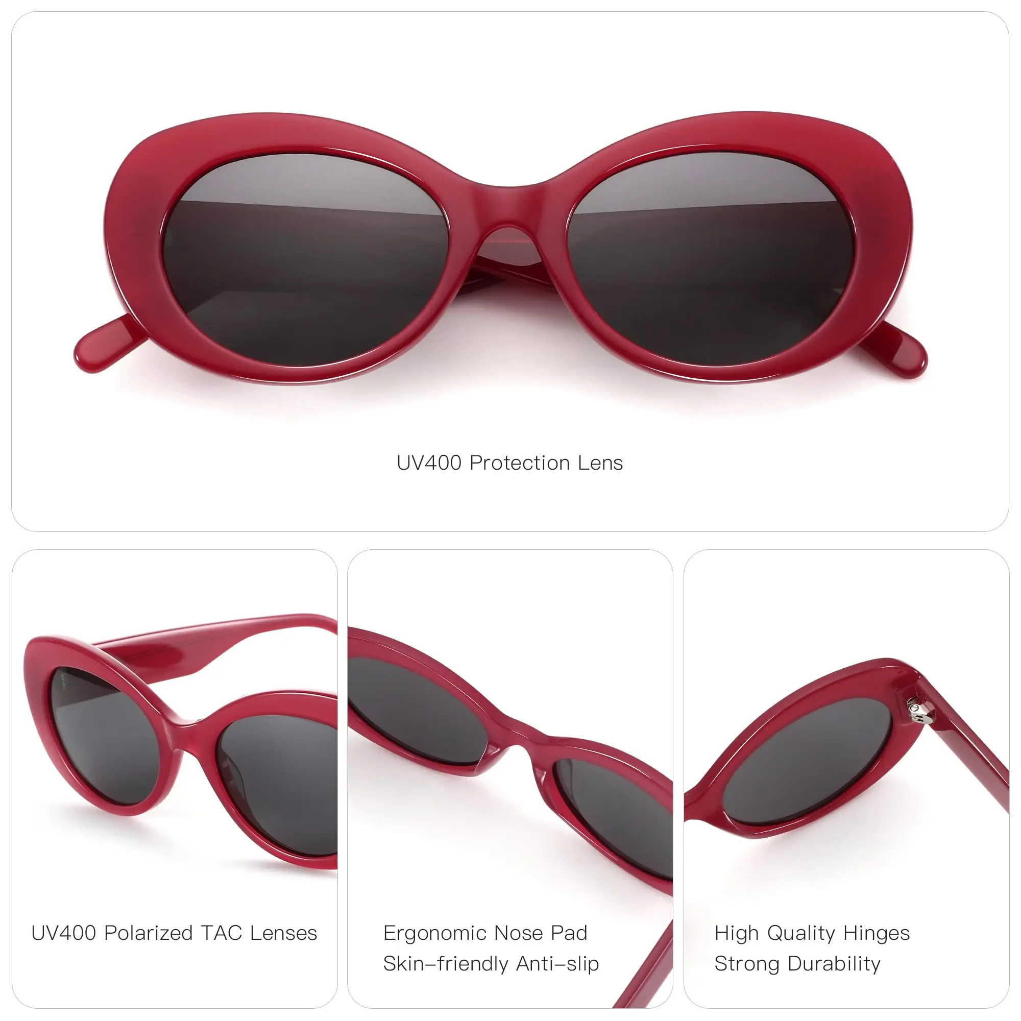 نظارات شمسية BLUEMOKY بيضاوية كلاسيكية للنساء مستقطبة UV400 بتصميم كلاسيكي وإكسسوارات عصرية للشاطئ