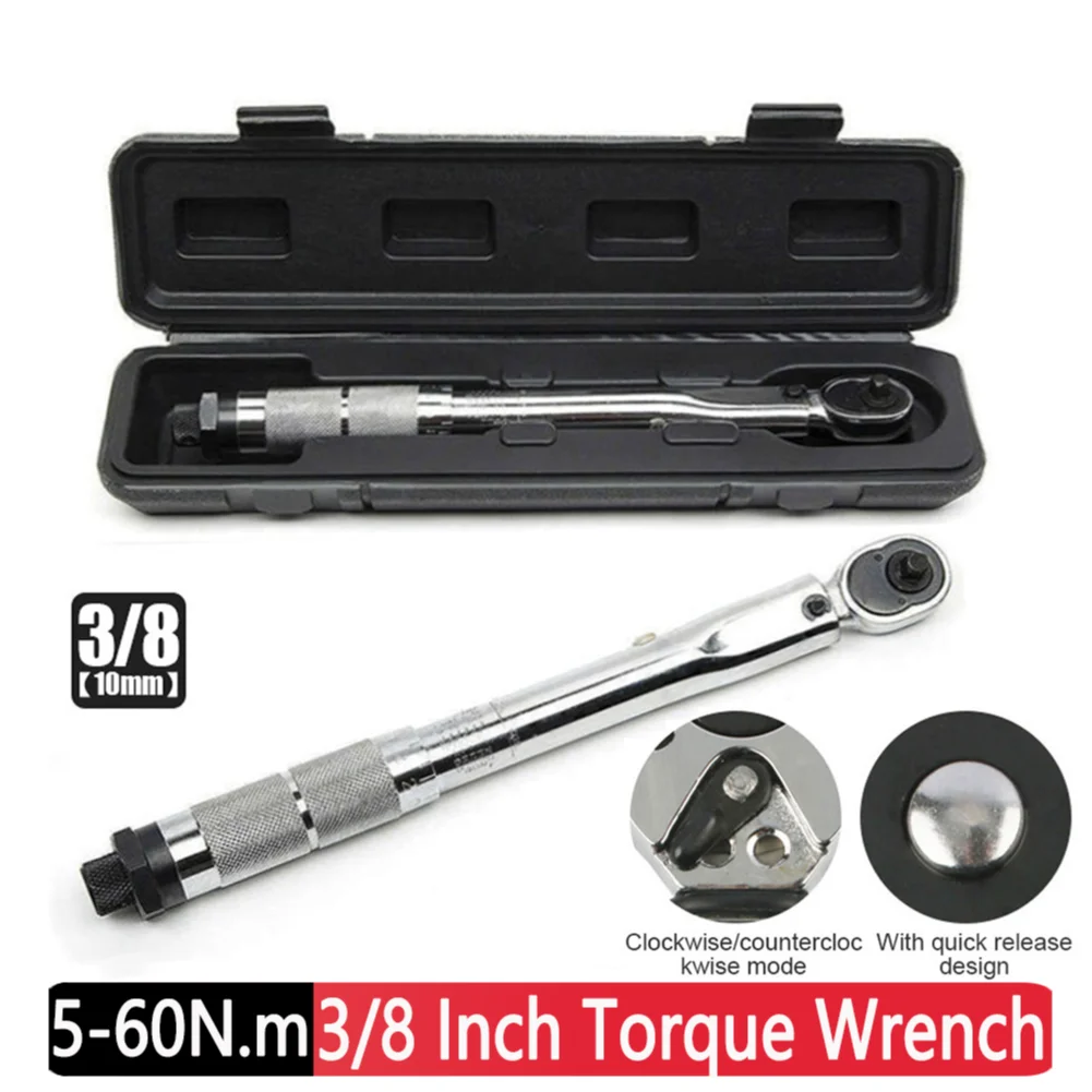 5-60N.m Torque Wrench 3/8 inch Square Drive Spanner Hand Tool Adjustable Torques Key Micrometer Car Motorbike Disassembly Tool