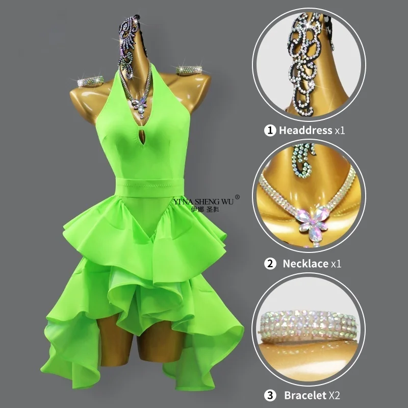 Nuevo vestido de baile latino para mujer 2026, traje de baile Sexy, ropa de escenario, traje de práctica de competición, fiesta para niñas, deporte, graduación, chico Samba