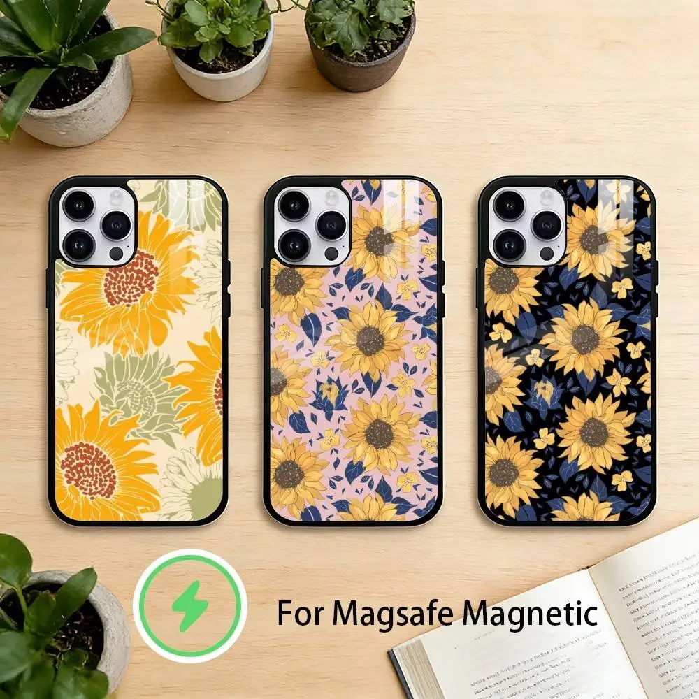 

Sunflower blossoms Phone Case For iPhone 17,16,15,14,13,12,Plus,Pro,Max For Magnetic Wireless Charge
