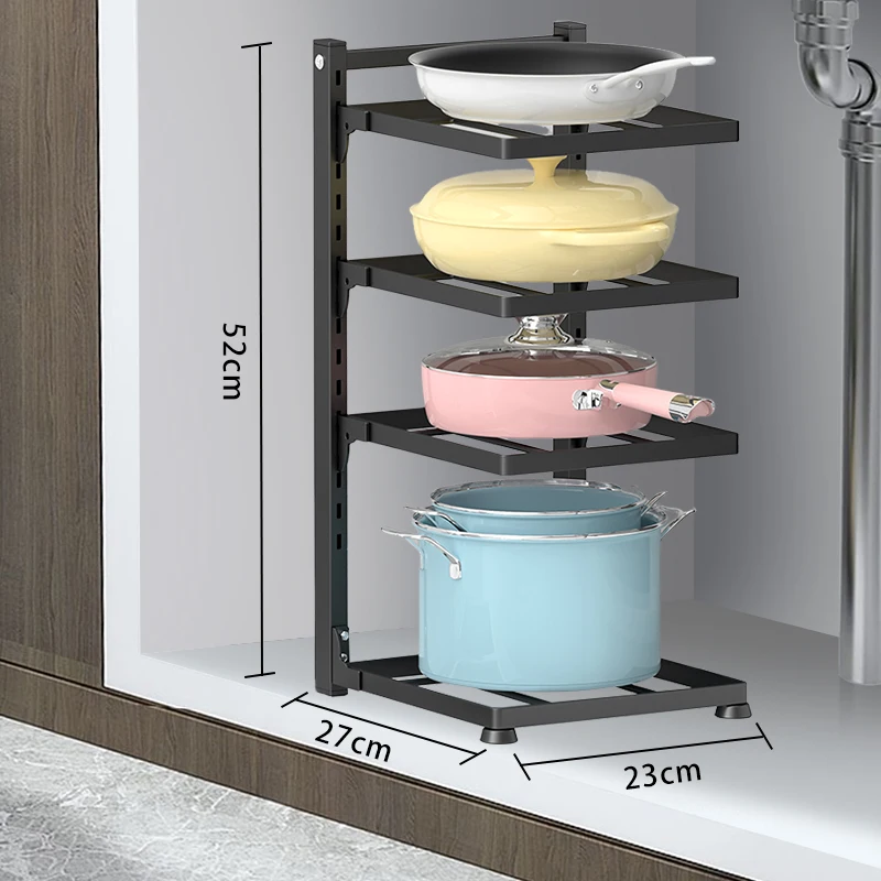 

Kitchen Pot Organizer Rack Sink Shelf Multi-layer Pot Storage Rack Household Cabinet Frying Pan Holder Bowl Shelf Organizer