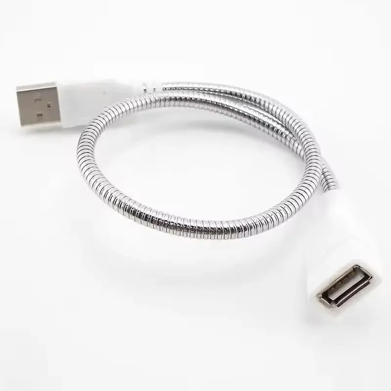 LED Light USB Extension Cord Fan Power Supply Adapter Cable Male to Female M20 Flexible Metal Hose