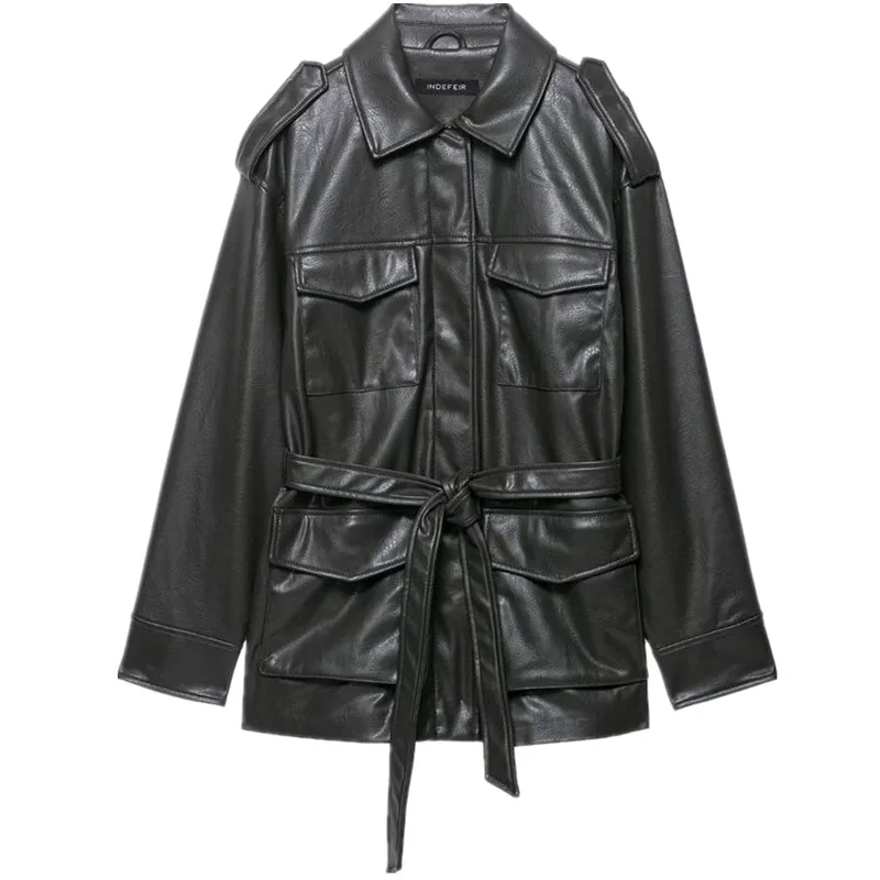 Autunno 2025 Design Sense da donna Versatile ket Decorato in ecopelle Jaet Capispalla Sli Or Cappotto per donna