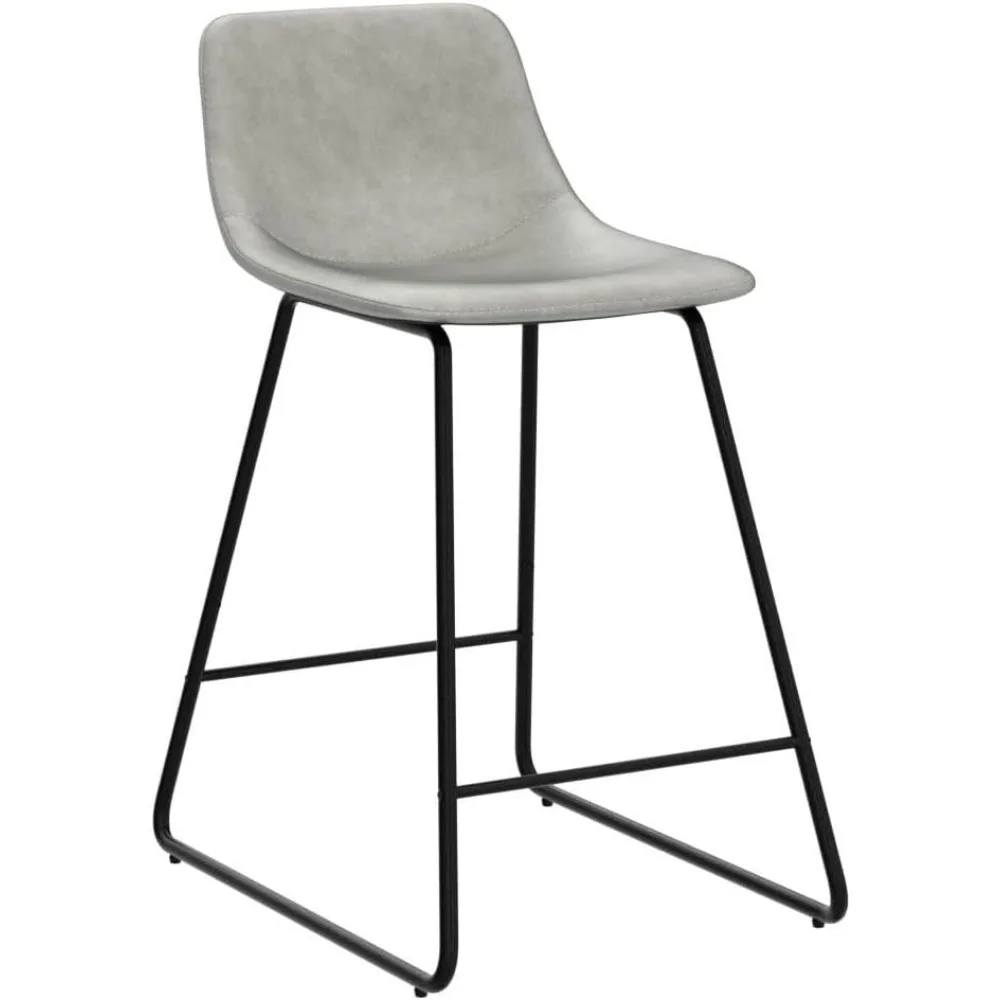 ชุดเก้าอี้สตูล4, 24 "ALX หนังสังเคราะห์ barstools ทันสมัยเคาน์เตอร์สูงที่มีหลังและขาโลหะ