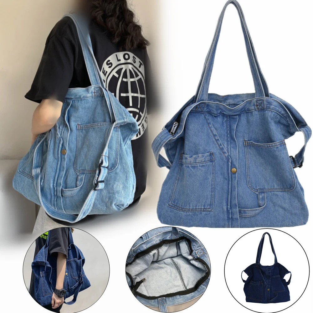 Denim Large Capacity Handbag Shoulder Bag Messenger Bag Casual Denim Fashionable Crossbody Bag High-quality Women Tote Bag